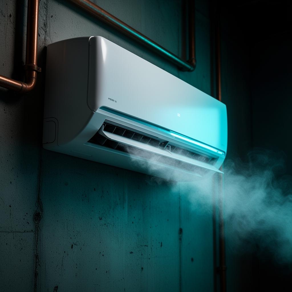 Wall-mounted air conditioning unit installed neatly